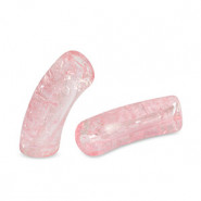 Acrylic Tube bead 34x11mm crackled Pink